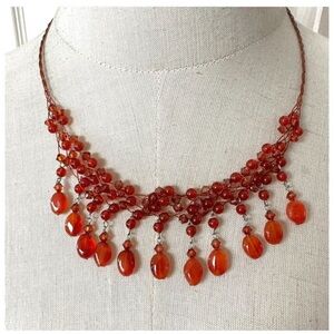 Carnelian and orange crystal statement necklace